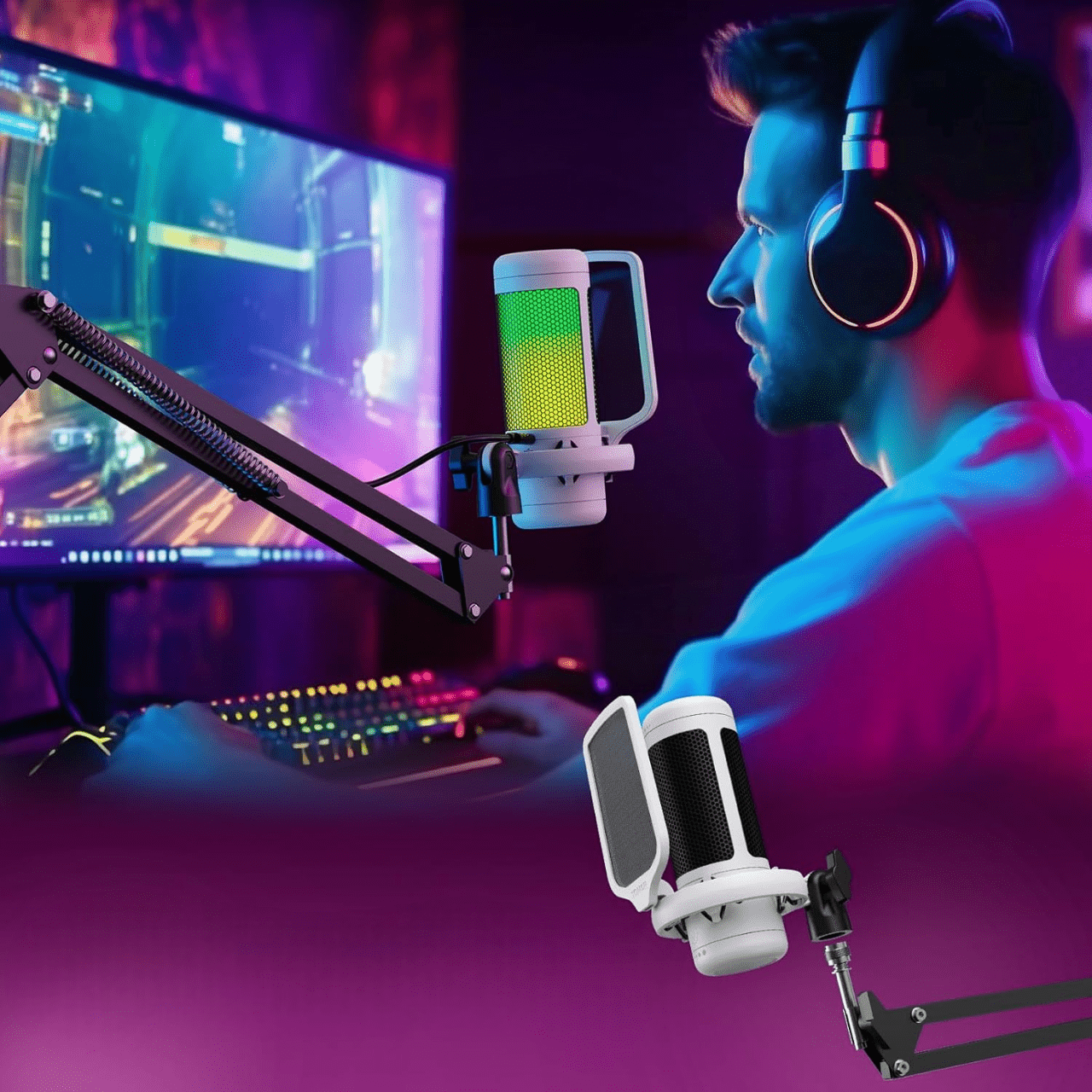 Microphone - GamingMicrophone™ - Blanc - Média Créateur